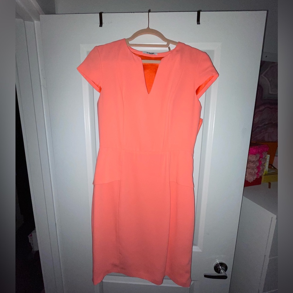 Bright Coral T Tahari Tailored Short-Sleeve Knee Length Dress✨